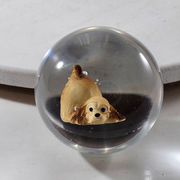 Hagen Renaker Cocker Spaniel Puppy Figurine Sulfide Marble Paperweight Art Glass - Picture 2 of 9